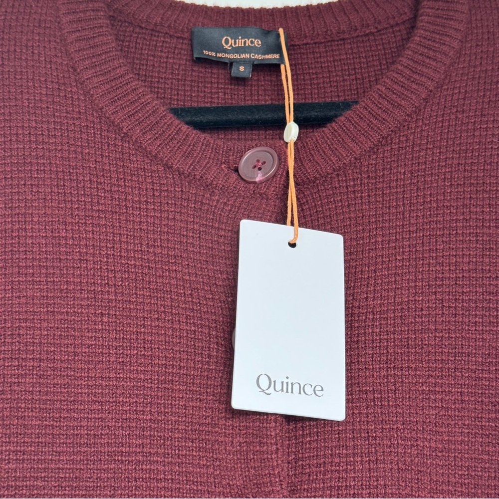 NWT! | QUINCE Mongolian Cashmere Structured Cardigan Sweater | Rich Burgundy | S - Picture 8 of 14